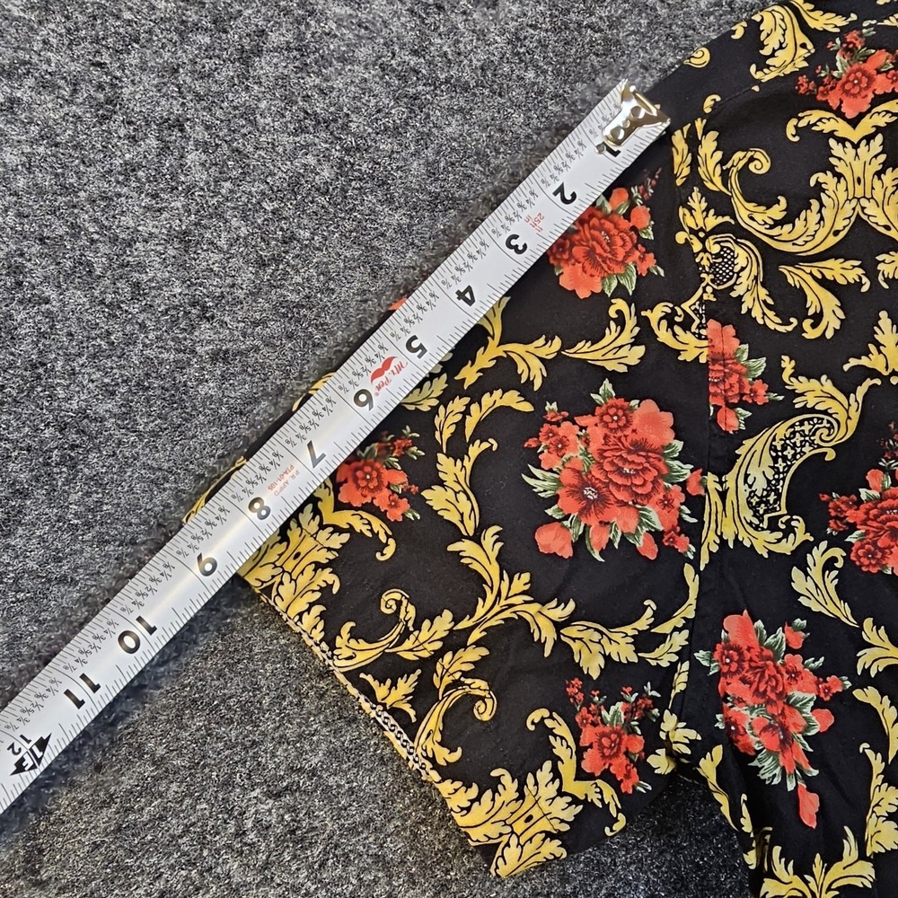 Denim & Flower Ricky Singh Shirt Mens Large Slim Fit Black Gold Floral Paisley - Picture 6 of 8
